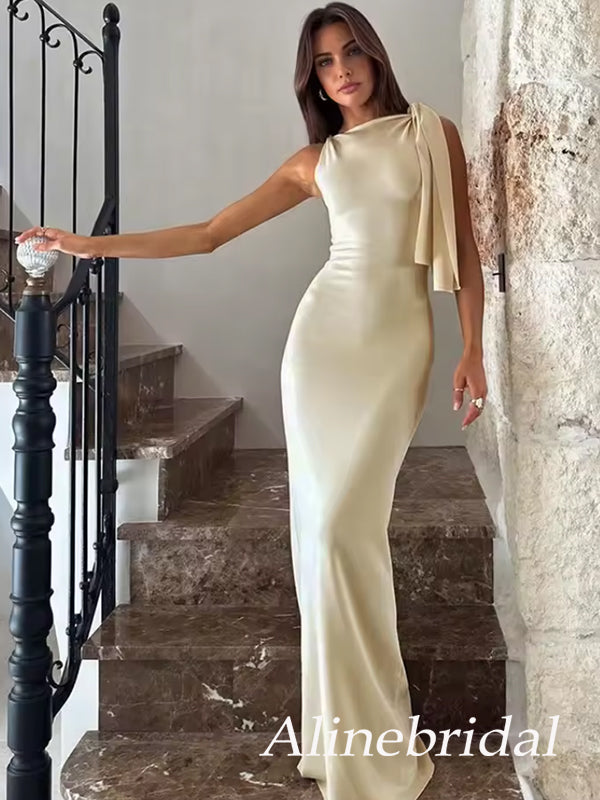 Elegant Ivory Satin Mermaid Long Prom Dress,Evening Dress, PD37672