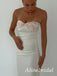 Elegant Ivory Strapless Long Prom Dress with Floral Appliques, Evening Party Dress, PD382282