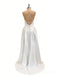 Elegant Ivory Satin V-neck A-line Wedding Dress, WD3119