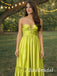 Elegant Green Halter Criss Cross A-line Maxi Prom Dress, Evening Dress, PD3823030