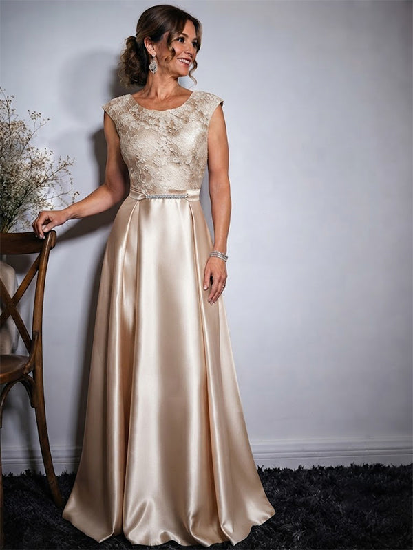 Elegant Pink Lace Appliques Bateau A-line Evening Dress, PD00021