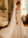 Elegant Long Sleeves Off Shoulder A-Line Lace Wedding Dresses, WD0220