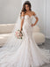 Gorgeous Off Shoulder Lace Appliques Mermaid Tulle Wedding Dress, AB0220