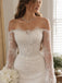 Romantic Long Sleeves Off Shoulder Lace Mermaid Wedding Dress, WD32233