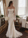 Romantic Long Sleeves Off Shoulder Lace Mermaid Wedding Dress, WD32233