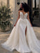 Gorgeous Ivory Beaded Strapless Side Slit Mermaid Wedding Dress, WD32235