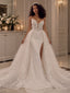 Gorgeous Ivory Beaded Strapless Side Slit Mermaid Wedding Dress, WD32235