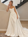 Vintage Minimalist Ivory Satin Strapless Corset Wedding Dress, WD3119