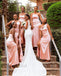 Mismatched Elegant  Sleeveless Side slit Sheath Simple Long Bridesmaid Dress, PD3156