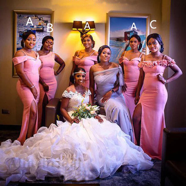 Mismatched Pink Off the Shoulder Mermaid Long Bridesmaid Dress, PD3164 AlineBridal Mismatched Pink Off the Shoulder Mermaid Long Bridesmaid Dress, PD3164 AlineBridal