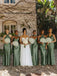 Mismatched Green Satin Maxi Bridesmaid Dress, PD2823083