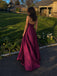 Elegant Mulberry Purple V-neck A-line Prom Dress, Evening Dress, PD28231251