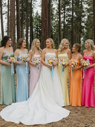 Muti-Color Bow Square Neck Long Bridesmaid Dress, PD2823076