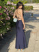 Elegant Navy Blue Backless Long Prom Dress, Evening Dress, PD382267