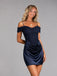 Sparkly Blue Beadings Cold Shoulder Short Homecoming Dress, HC382310