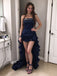 Vintage Burgundy Strapless Ruffles High Low Prom Party Dress, Evening Dress, PD2823087