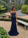 Elegant Navy Blue Sequin Strapless Mermaid Evening Dress, Prom Dress, PD28231276
