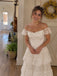 Elegant Off the Shoulder A-line Tiered Lace Wedding Dress, WD3223