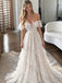 Elegant Off Shoulder A-line Lace Tiered  Boho Wedding Dress, WD32240