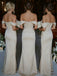 Elegant Champagne Off-shoulder Long Bridesmaid Prom Dress,PD3203