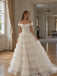 Gorgeous Off Shoulder A-line Lace Tiered Wedding Dress, WD32255
