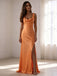 Elegant Orange Cowl Side Slit  Satin Evening Dress, Prom Dress, PD28231234