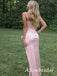 Sexy Pink Spaghetti Strap Side Slit Mermaid Long Prom Dress, Evening Dress, PD38118
