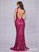 Sparkly V-Neck Backless Pink Glitter Prom Dress with High Slit – Sexy Evening Gown, PD382262