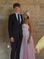Simple Pink Strapless A-line Satin Evening Dress, Prom Dress, PD28231224
