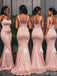 Mismatched  Sleeveless Mermaid Long Pink Bridesmaid Dress, PD3271