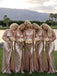 Elegant Pink Sequins V-neck Long Bridesmaid Dress with Front Slit, PD2823097