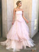 Gorgeous Pink Strapless A-line Tiered Tulle Prom Ball Gown, Evening Dress, PD3823007