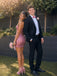 Sparkly Pink Beaded Strapless Short Mini Homecoming Dress, HC382317