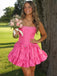 Hot Pink Strapless Bow Corset A-line Homecoming Dress, PD382264