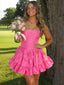 Hot Pink Strapless Bow Corset A-line Homecoming Dress, PD382264