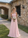 Mismatched Pleated Pink A-line Chiffon Bridesmaid Dress, PD2823100