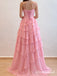 Gorgeous Pink Chiffon Corset A-line Ruffled Tiered Prom Dress, Evening Dress, PD3823046