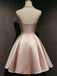 Elegant Pink Satin Bow A-line Short Homecoming Dress, HC382290