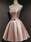 Elegant Pink Satin Bow A-line Short Homecoming Dress, HC382290