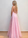 Elegant Pink Floral Beaded Backless A-line Prom Dress, Evening Dress, PD3822994