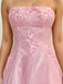 Elegant Pink Floral Beaded Backless A-line Prom Dress, Evening Dress, PD3822994