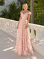 Elegant Pink Butterfly Off Shoulder A-Line Evening Dress, Wedding Guest Dress, PD00247