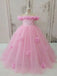 Elegant Pink Floral A-line Long Flower Girl Dresses, FGS166