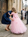 Elegant Pink Floral A-line Long Flower Girl Dresses, FGS166