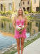 Sparkly Pink Beaded Ruffles Strapless Short Homecoming Dress, HC382315
