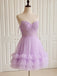 Elegant Pink Lace Beaded A-line Short Homecoming Dress, HC382320