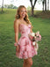 Stunning Pink Floral Strapless Corset A-line Homecoming Dress, HC382292