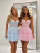 Elegant Pink Lace Beaded A-line Short Homecoming Dress, HC382320