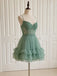 Elegant Pink Lace Beaded A-line Short Homecoming Dress, HC382320