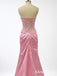 Sparkly Pink Beaded Mermaid Corset Prom Dress with Slit, Evening Dress, PD382241